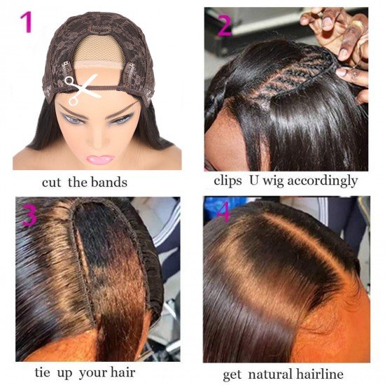 U Part Wig Human Hair Body Wave Wig for Black Women 150 Density Brazilian Virgin Hair None Lace with Clips Glueless Half Wig Breathable U Part Wig Human Hair Body Wave Wig for Black Women 150 Density Brazilian Virgin Hair None Lace with Clips Glueless Half Wig Breathable