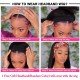 Headband Wigs for Black Women Human Hair 150% Density None Lace Front Wigs Straight 9A Brizilian Remy Human Hair Glueless Wigs Straight Hair Machine Made Headband Half Wig 16 inch
