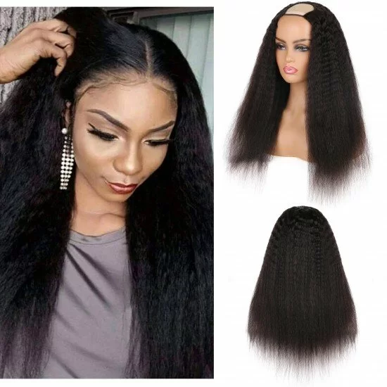 human hair yaki half wig