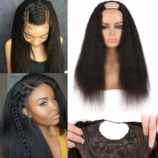 human hair yaki half wig