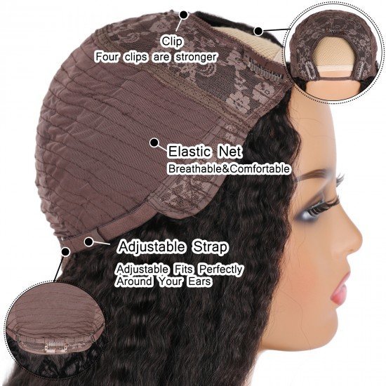Kinky Straight U Part Wigs - 2x4 U Shape Clip in Yaki Straight Half Wig Italian Yaki Brazilian Virgin Human Hair Wigs for Black Women Natural Black 16 inch Kinky Straight U Part Wigs - 2x4 U Shape Clip in Yaki Straight Half Wig Italian Yaki Brazilian Virgin Human Hair Wigs for Black Women Natural Black 16 inch