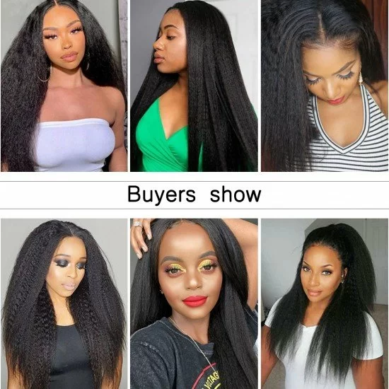 U Part Wig Human Hair Wigs For Black Women 2x4 U Shape Kinky Straight Wave Wig 14 Inch