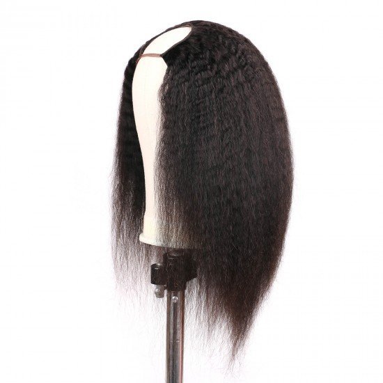 Kinky Straight U Part Wigs - 2x4 U Shape Clip in Yaki Straight Half Wig Italian Yaki Brazilian Virgin Human Hair Wigs for Black Women Natural Black 16 inch Kinky Straight U Part Wigs - 2x4 U Shape Clip in Yaki Straight Half Wig Italian Yaki Brazilian Virgin Human Hair Wigs for Black Women Natural Black 16 inch