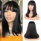 Bob Wigs with Bangs Brazilian Virgin Straight Human Hair Wig 130% Density Glueless Machine Made Wigs for Women Natural Color