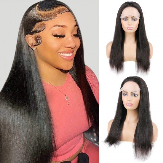 4x6 Lace Closure Wigs Human Hair HD Transparent Lace Front Wigs Wear & Go Glueless Straight Wigs For Women