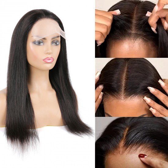 4x6 Lace Closure Wigs Human Hair HD Transparent Lace Front Wigs Wear & Go Glueless Straight Wigs For Women