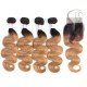 Ombre Color Brazilian Body Wave Human Hair Bundles with Lace Closure Non Remy Hair Weave 4 Bundles with Closure