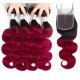 Ombre Color Brazilian Body Wave Human Hair Bundles with Lace Closure Non Remy Hair Weave 4 Bundles with Closure