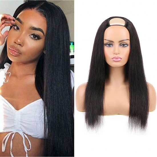 U Part Wigs Human Hair Wigs for Black Women Brazilian Straight Remy Hair Wigs Glueless Natural Color U-part wigs Hair Extension Clip in