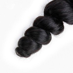100% Remy Hair Human Hair 3 Bundles With Closure 4x4 Lace Closure Nature Color - Loose Wave 100% Remy Hair Human Hair 3 Bundles With Closure 4x4 Lace Closure Nature Color - Loose Wave