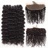 Brazilian Virgin Hair Deep Wave 100% Human Hair 3 Bundles With Frontal Natural Color 14''-22''