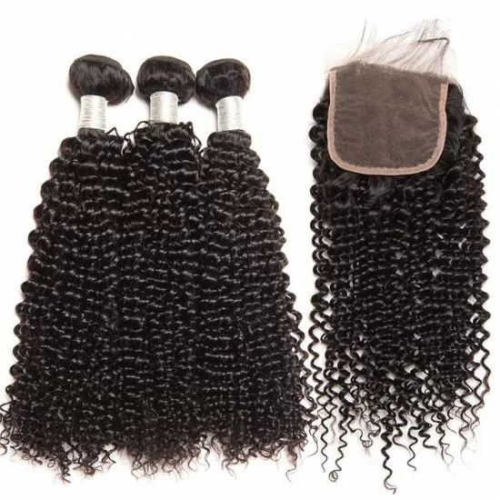 Virgin Hair 3 Bundles With Lace Closure - Kinky Curl display picture 1