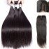 Brazilian Virgin Hair 3 Bundles With Lace Closure - Silky Straight