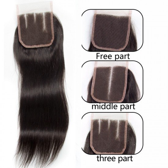 Brazilian Virgin Hair 3 Bundles With Lace Closure - Silky Straight