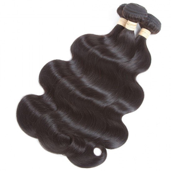Remy Hair Extension 100% Human Hair Bundles 3PCS Natural Color -  Body Wave