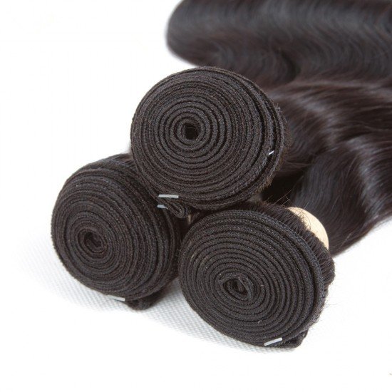 Remy Hair Extension 100% Human Hair Bundles 3PCS Natural Color -  Body Wave