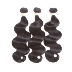 Remy Hair Extension 100% Human Hair Bundles 3PCS Natural Color -  Body Wave