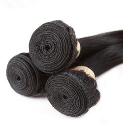 Remy Hair Extensions 100% Human Hair Bundles 3PCS Natural Color - Straight 