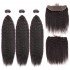 100% Remy Human Hair Bundles With Frontal Kinky Straight Brazilian Hair Weave Extension