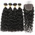 100% Remy Hair Water Wave Bundles With Closure 3 Bundles Human Hair Weave With Lace Closure 100g/bundle