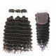 Brazilian Virgin Hair 3 Bundles With Lace Closure - Deep Wave