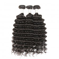 Brazilian Virgin Hair 3 Bundles With Lace Frontal - Deep Wave