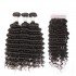 Brazilian Virgin Hair 3 Bundles With Lace Closure - Deep Wave