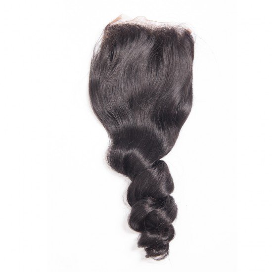Brazilian Virgin Hair 3 Bundles With Lace Closure - Loose Wave 14''-18''