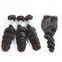 Brazilian Virgin Hair 3 Bundles With Lace Closure - Loose Wave 14''-18''