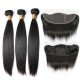 100% Remy Human Hair 3 Bundles With Lace Frontal Nature Color - Straight
