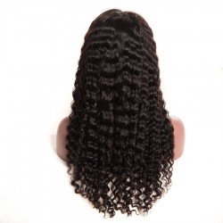 10A Lace Front Wig,Human Hair Wigs With Baby Hair Nature Black- Deep Wave