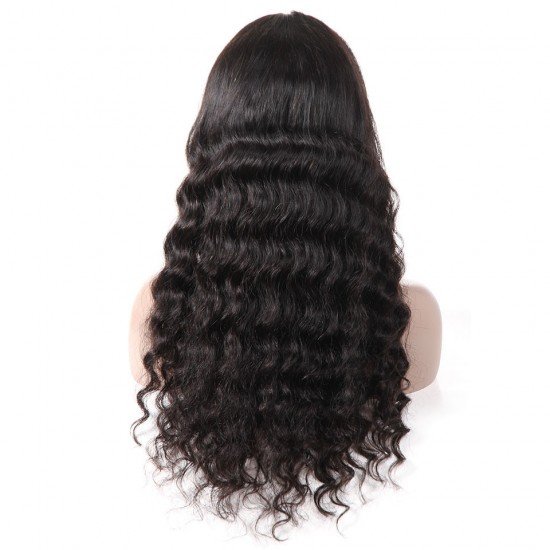 10A Lace Front Wig,Human Hair Wigs With Baby Hair Nature Black - Loose Wave